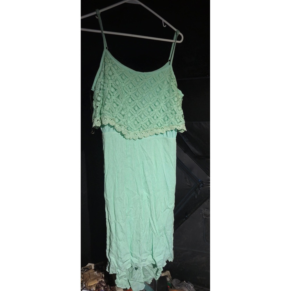 No Boundaries Mint Green Lace Overlay Spaghetti Strap Dress XXL 19